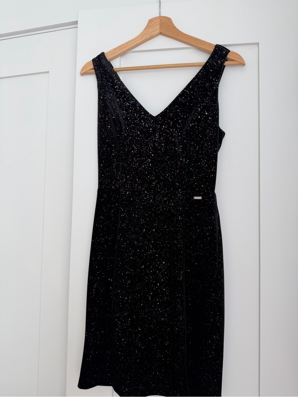 Armani Exchange Black Glitter V-Neck Dress